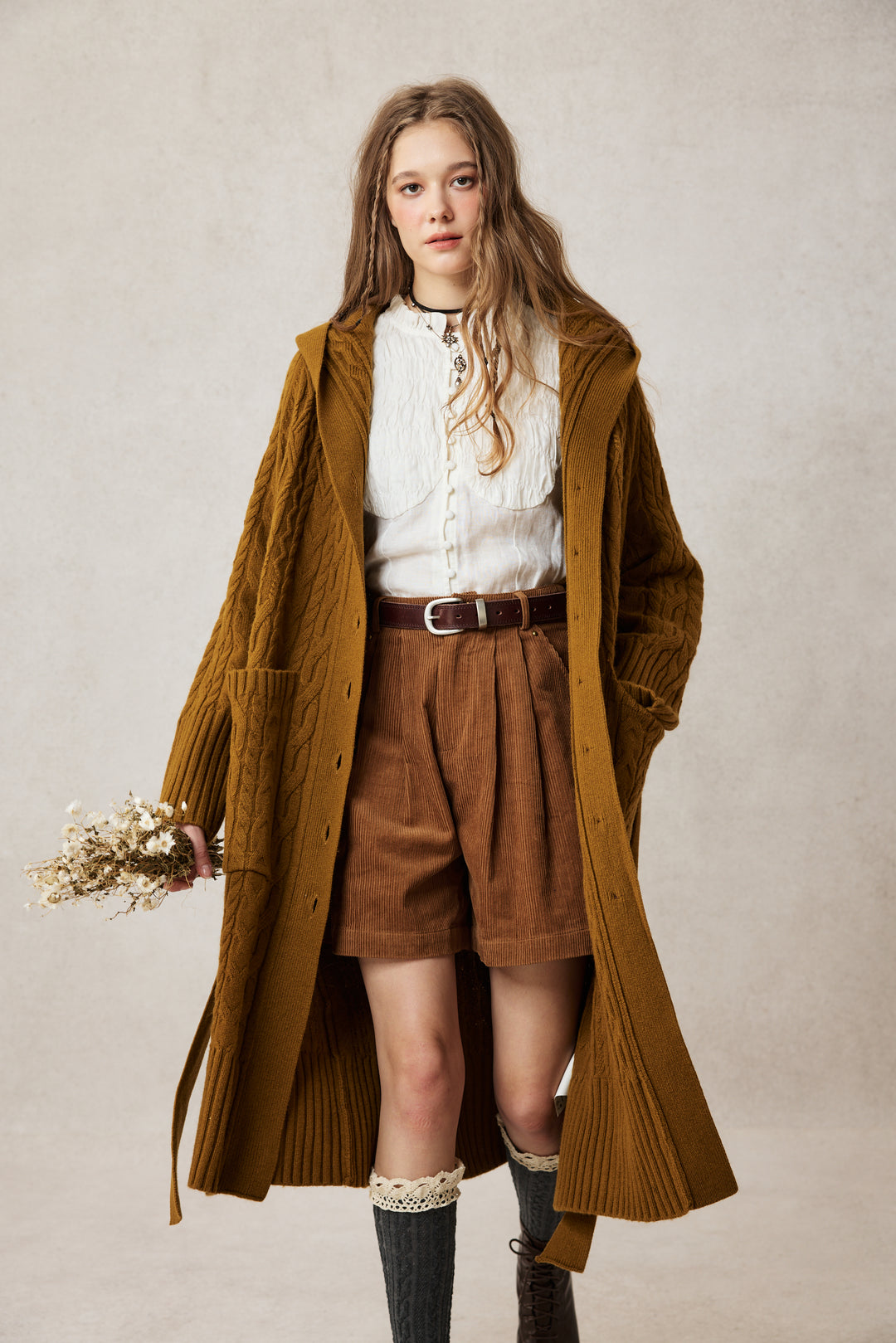 Hudson 15 | 100% wool hooded cardigan coat