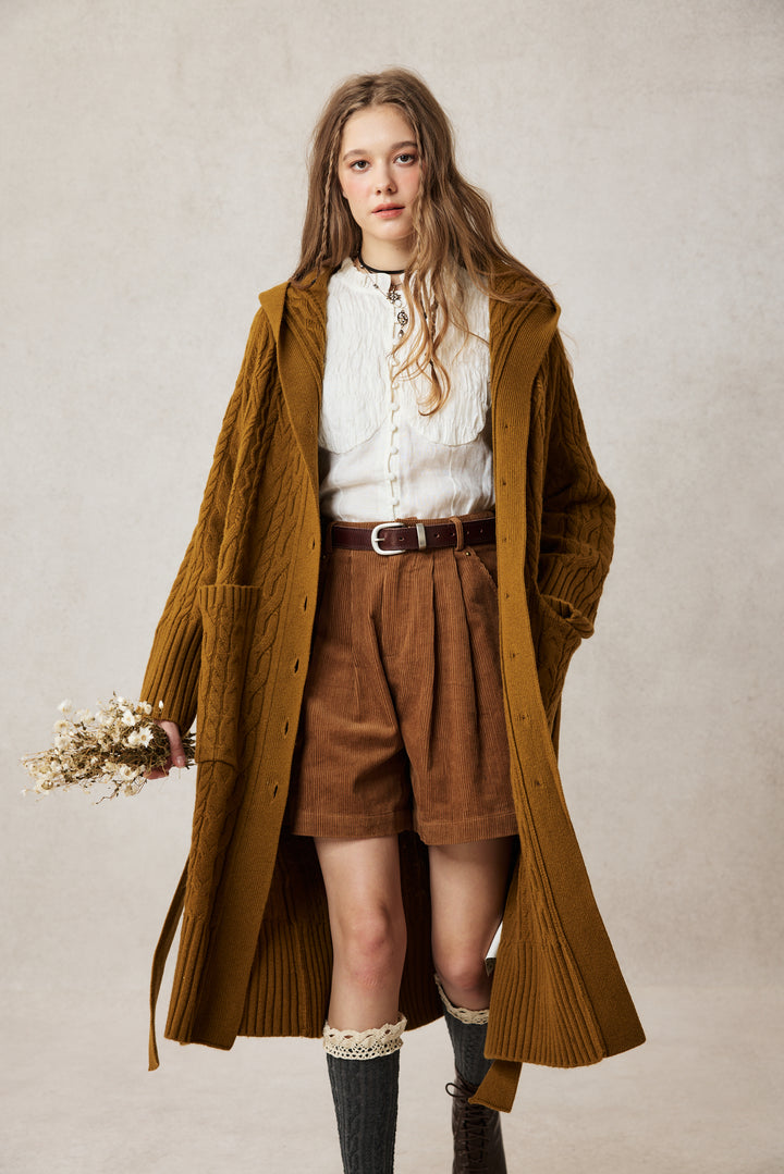 Hudson 15 | 100% wool hooded cardigan coat