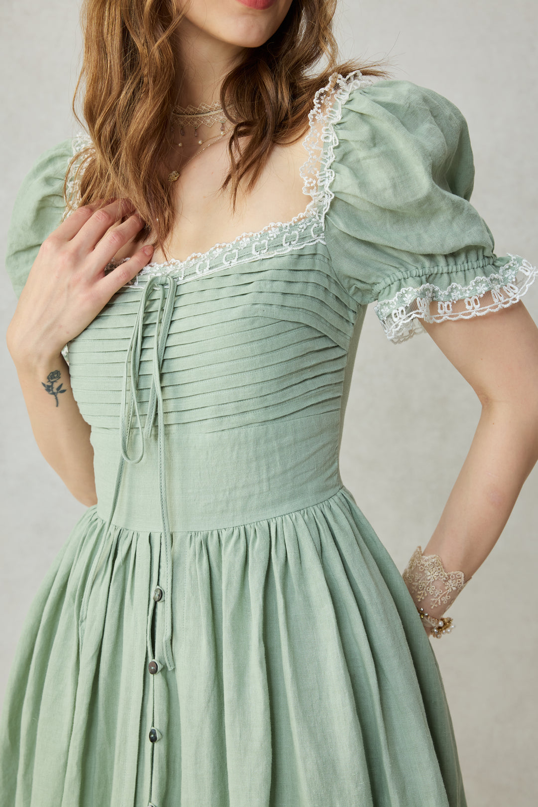 Monet Haze 26 | Fairy layered Linen Dress with pintucks