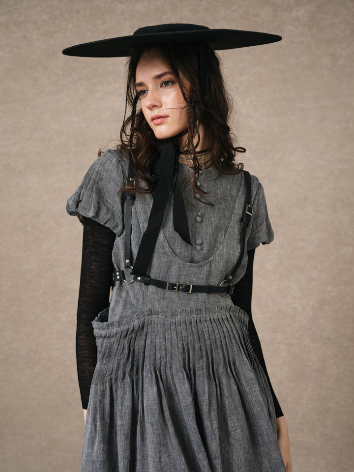 Thistle 09 | Smocked Bib Linen Midi Dress