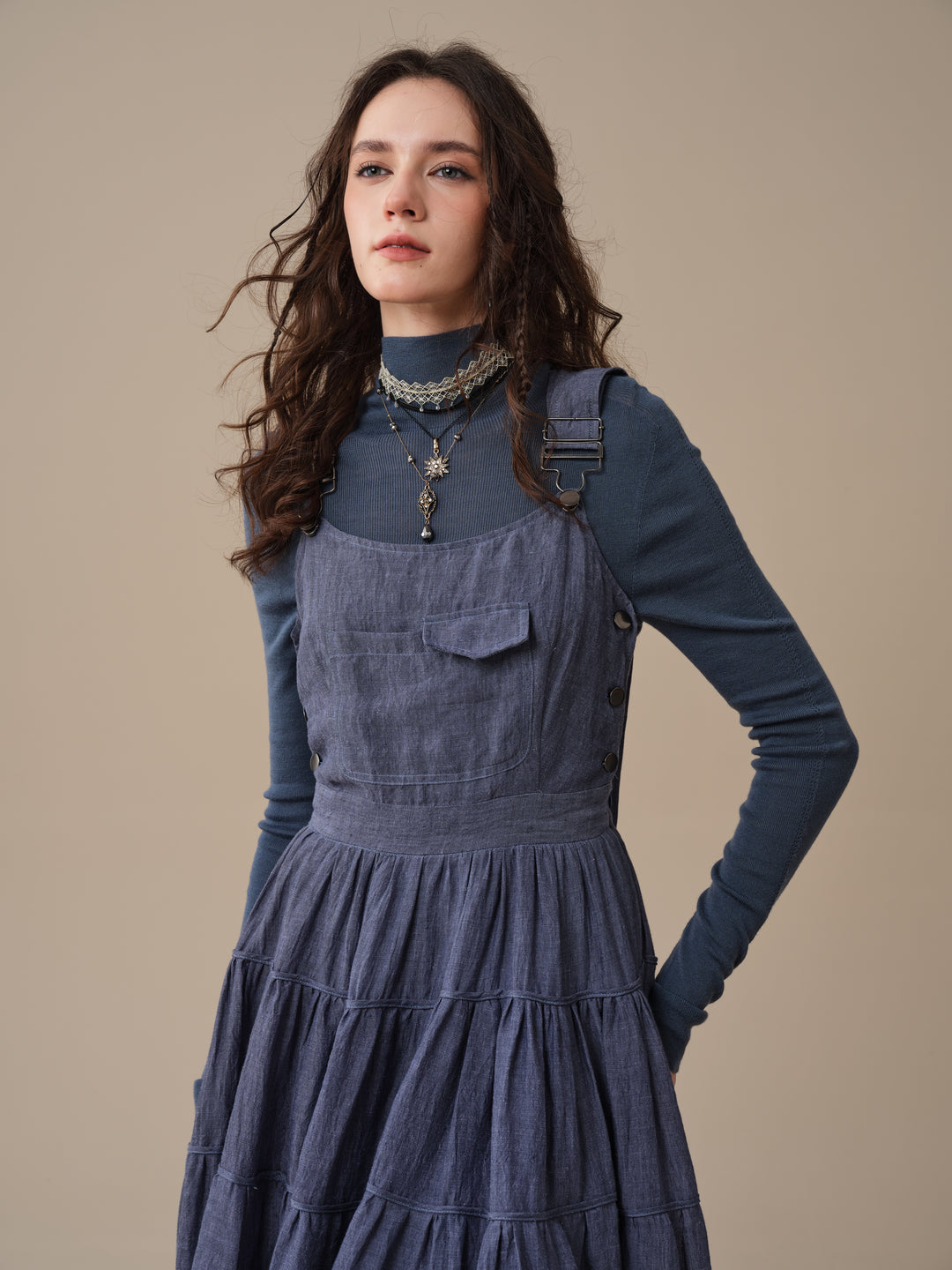 Heather 12 | Linen Apron Maxi Dress