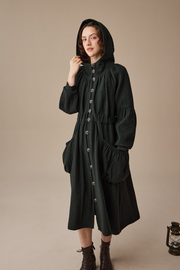Melissa 28 |100% Wool Hooded Coat