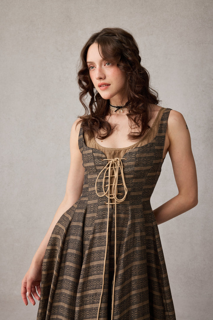 Alisa 25 | lace up linen dress