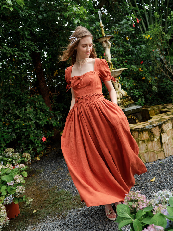 Hydrangea 27 | Corset Floral Linen Dress