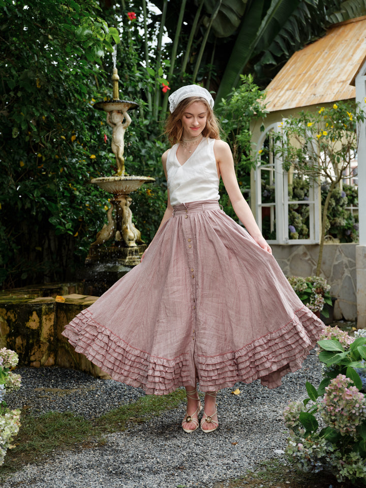 Dorothy 27 | Ruffled maxi linen skirt