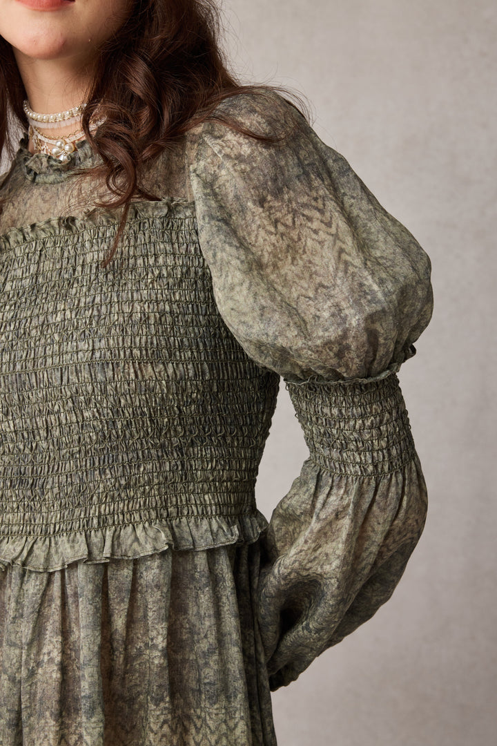 Jane 33 |Edward Smocking Linen Dress Chemise