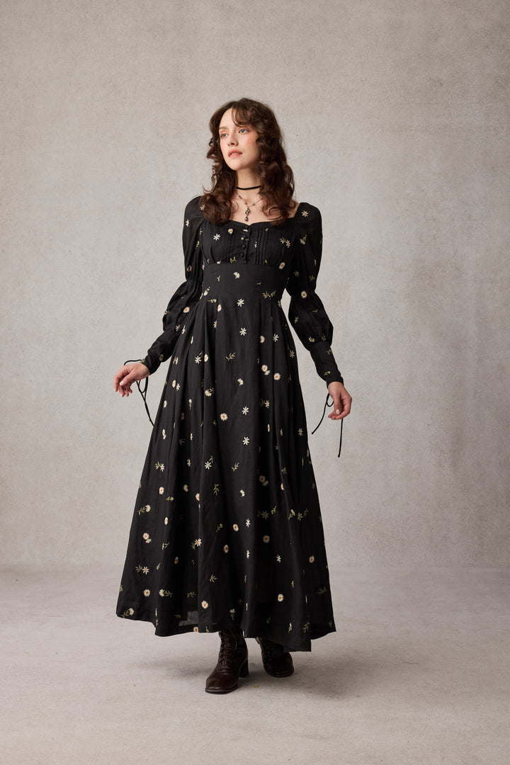Phoenix 24 | Embroidery Daisy Linen Dress