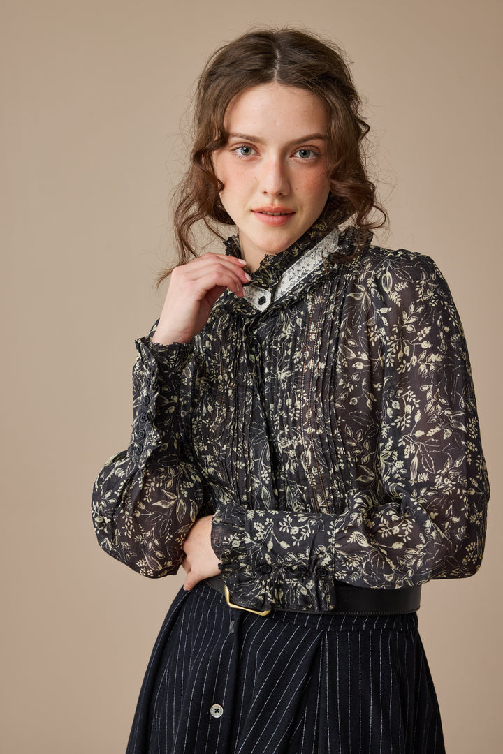 Sharon 21 |pintucked luxury linen shirt blouse