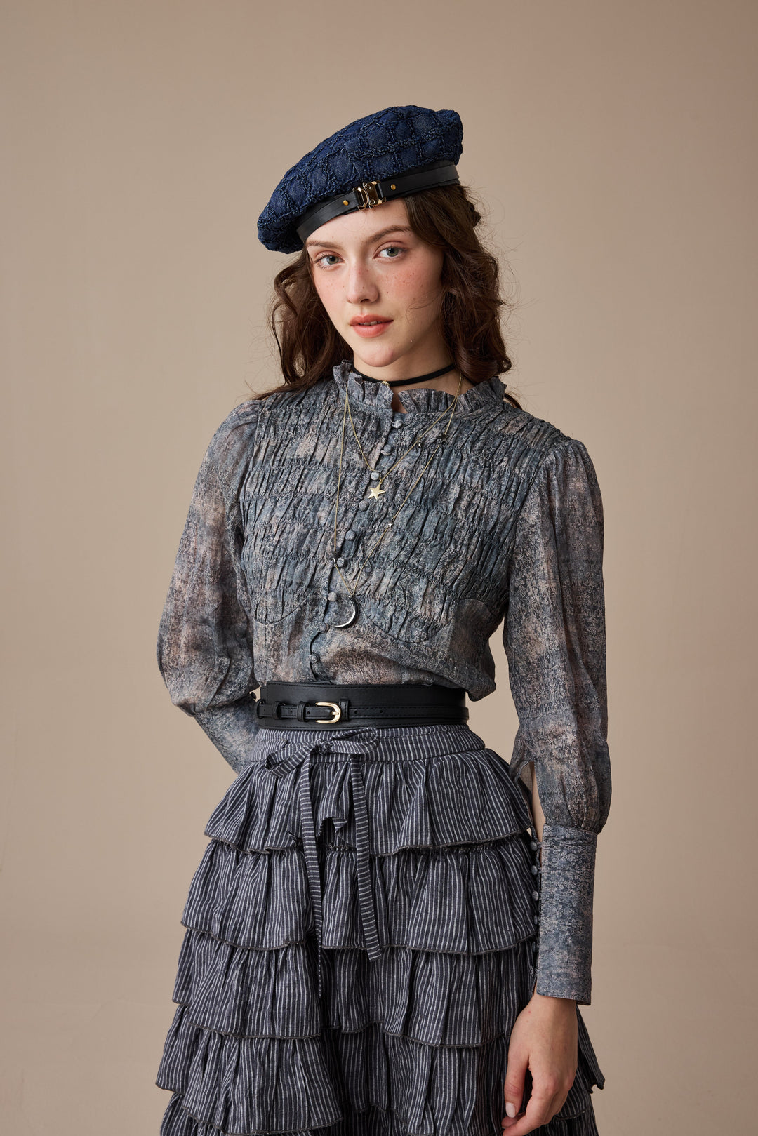 Ischia 14 | Layered petal linen skirt