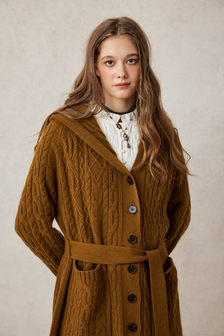 Hudson 15 | 100% wool hooded cardigan coat