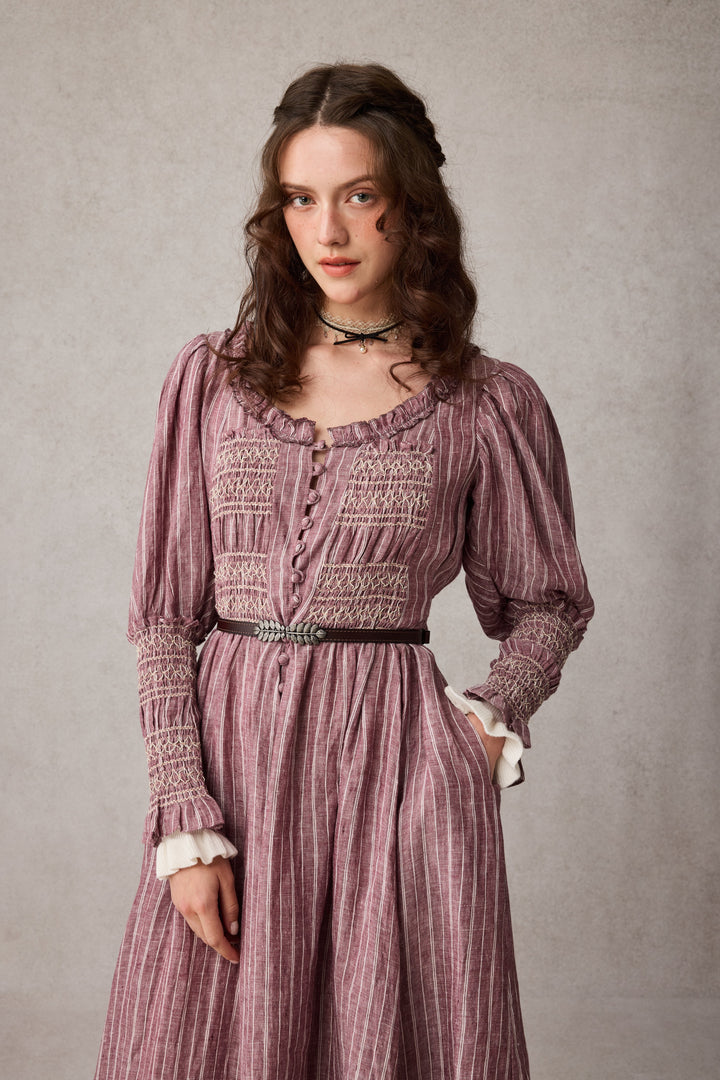 Jasmine 21 |smocking linen dress