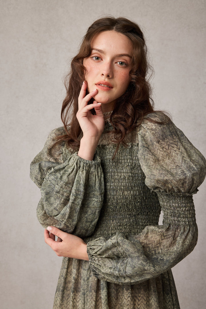 Jane 33 |Edward Smocking Linen Dress Chemise