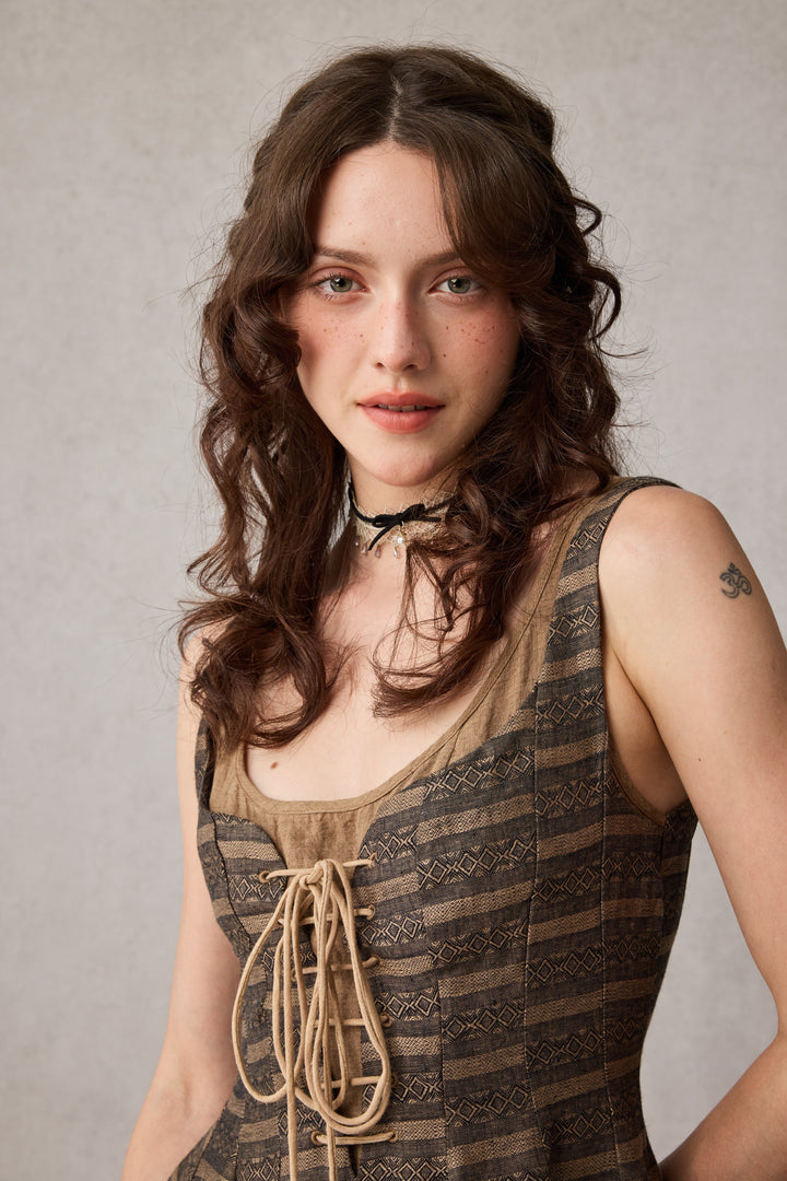 Alisa 25 | lace up linen dress