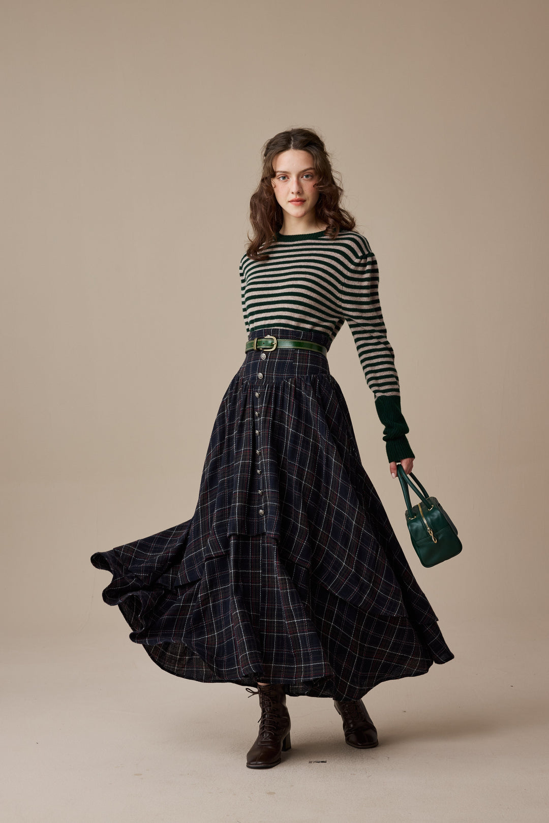 Christina 19 |Retro Layered Wool Skirt