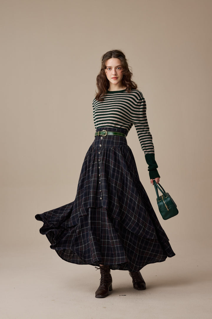 Christina 19 |Retro Layered Wool Skirt