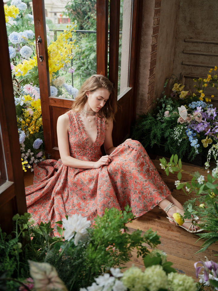 Rebecca 18 | Pleated Maxi Linen Dress