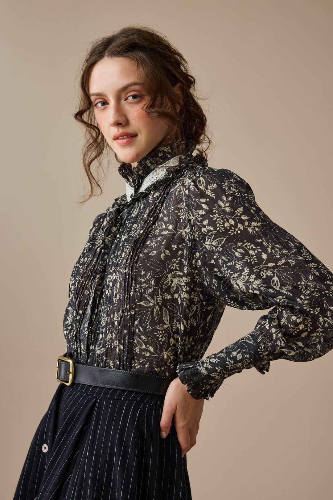 Sharon 21 |pintucked luxury linen shirt blouse