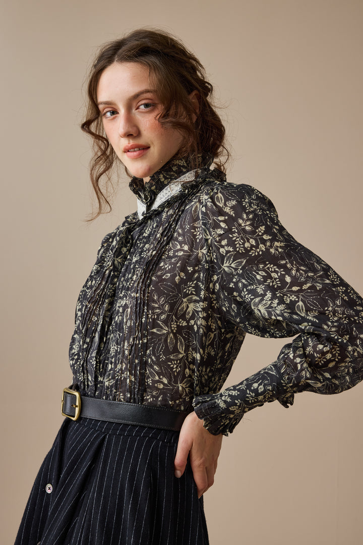 Sharon 21 |pintucked luxury linen shirt blouse