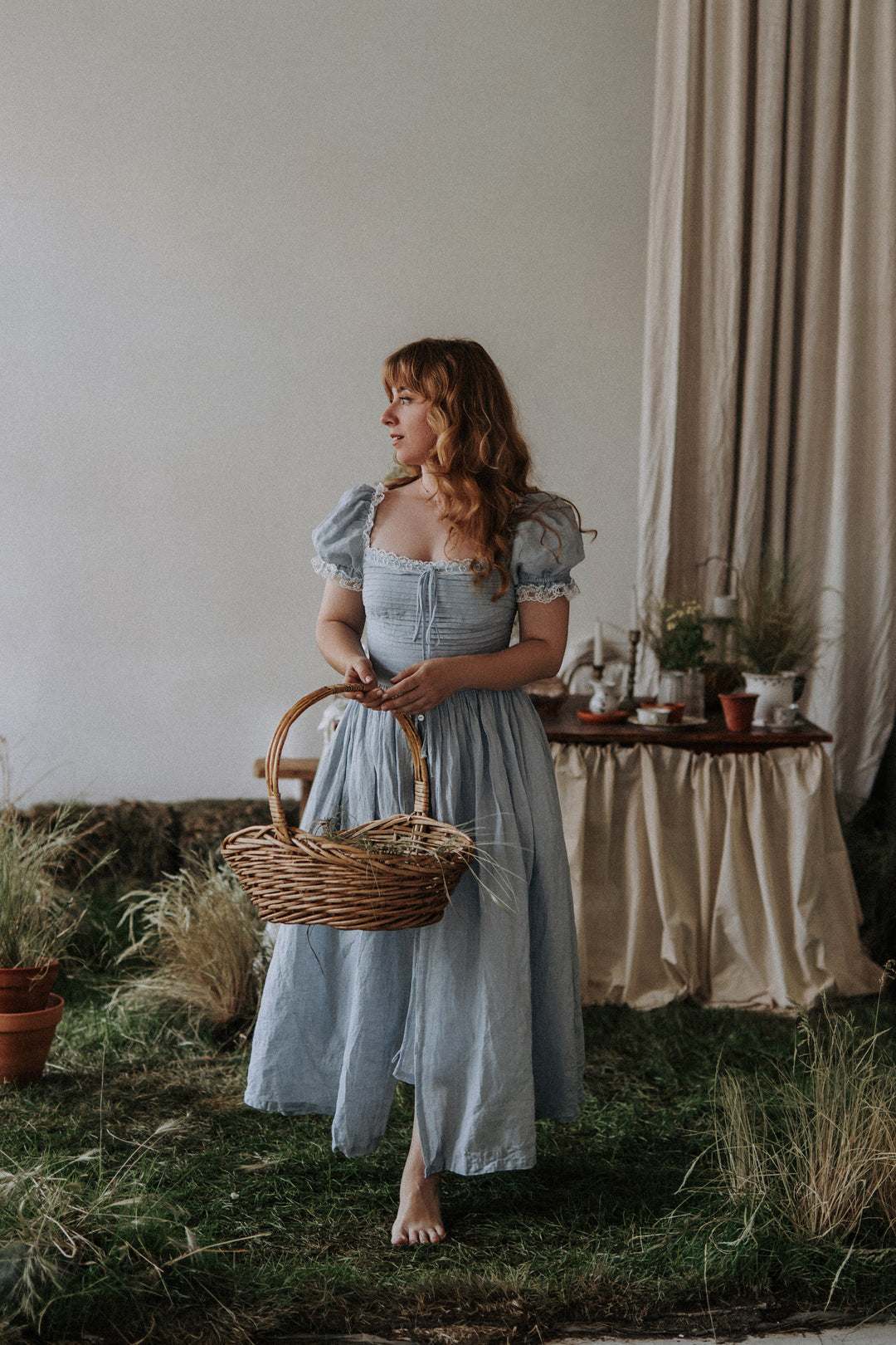 Monet Haze 26 | Fairy layered Linen Dress with pintucks