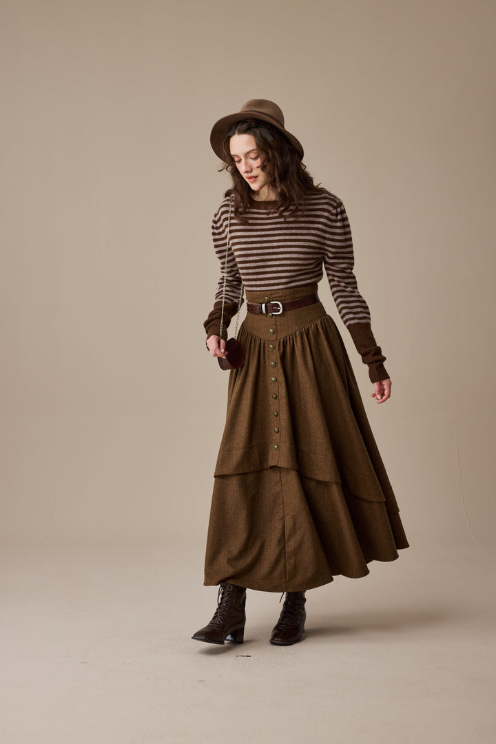 Christina 19 |Retro Layered Wool Skirt