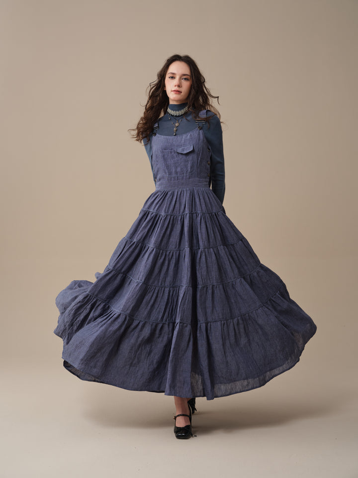 Heather 12 | Linen Apron Maxi Dress