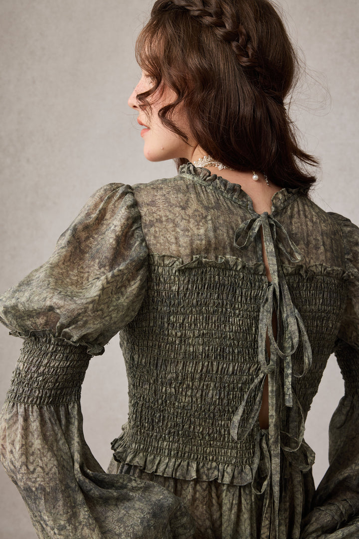 Jane 33 |Edward Smocking Linen Dress Chemise