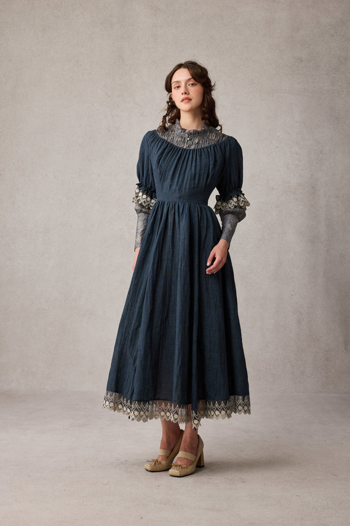 Elowen 27 | Lace Linen dress gown ( 2 way to wear )