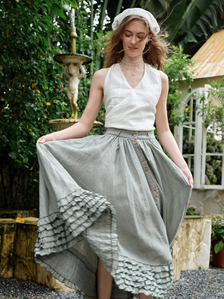 Dorothy 27 | Ruffled maxi linen skirt