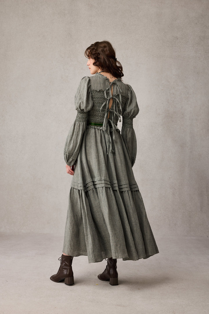 Jane 33 |Edward Smocking Linen Dress Chemise