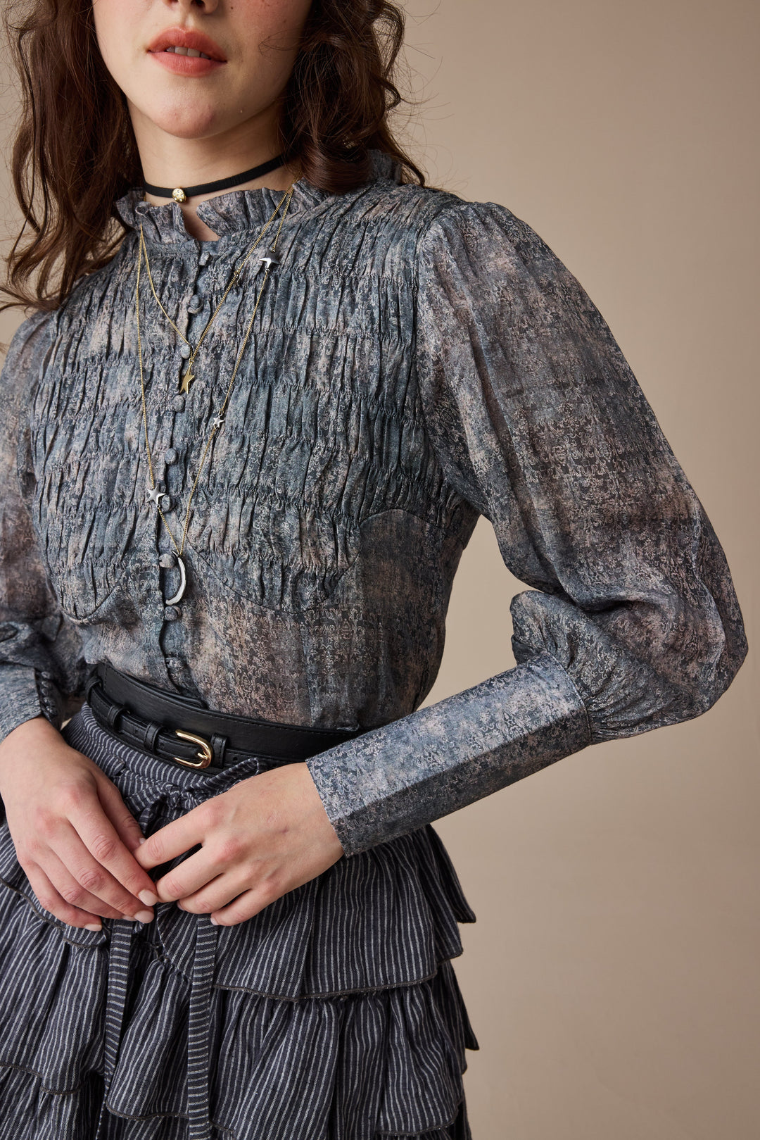 Ischia 14 | Layered petal linen skirt