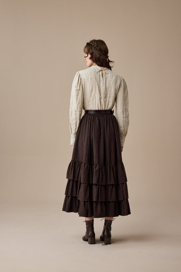 Kaite 18 |ruffled maxi wool skirt