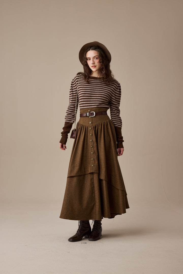 Christina 19 |Retro Layered Wool Skirt