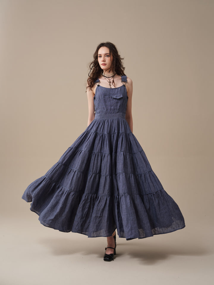 Heather 12 | Linen Apron Maxi Dress