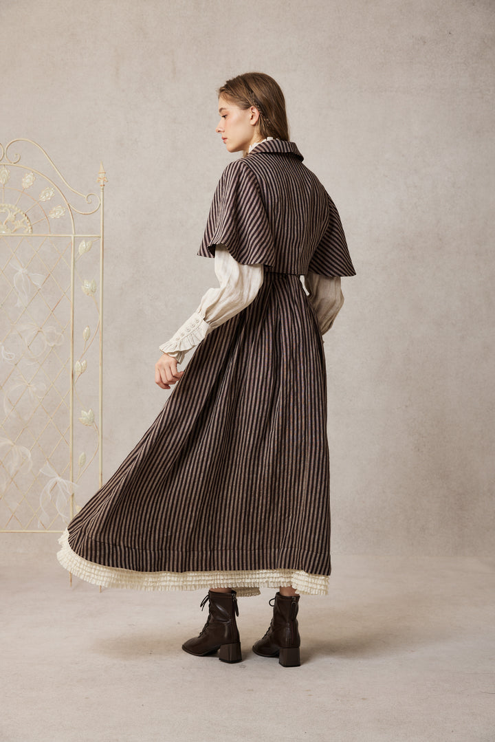 Clarise 22 |Retro Linen Skirt & Cape (2 pieces)