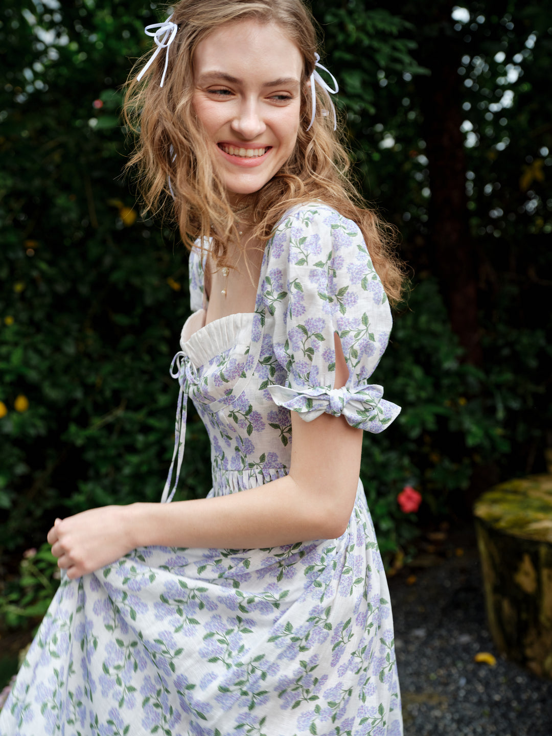 Hydrangea 27 | Corset Floral Linen Dress