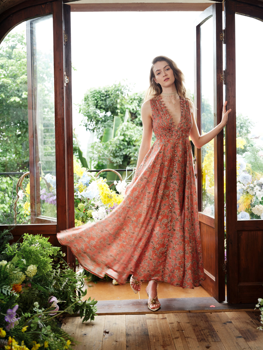 Rebecca 18 | Pleated Maxi Linen Dress