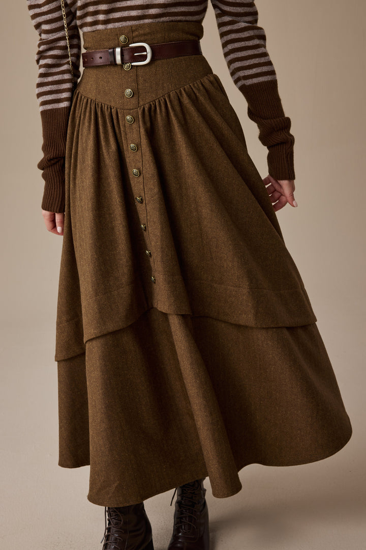 Christina 19 |Retro Layered Wool Skirt