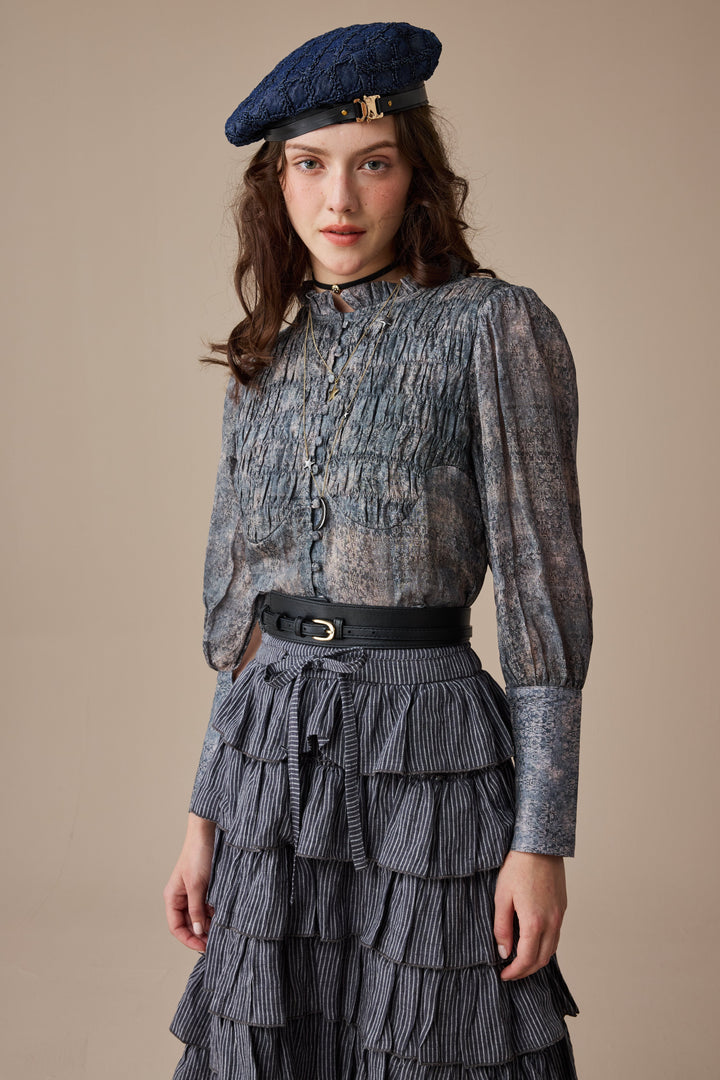 Ischia 14 | Layered petal linen skirt