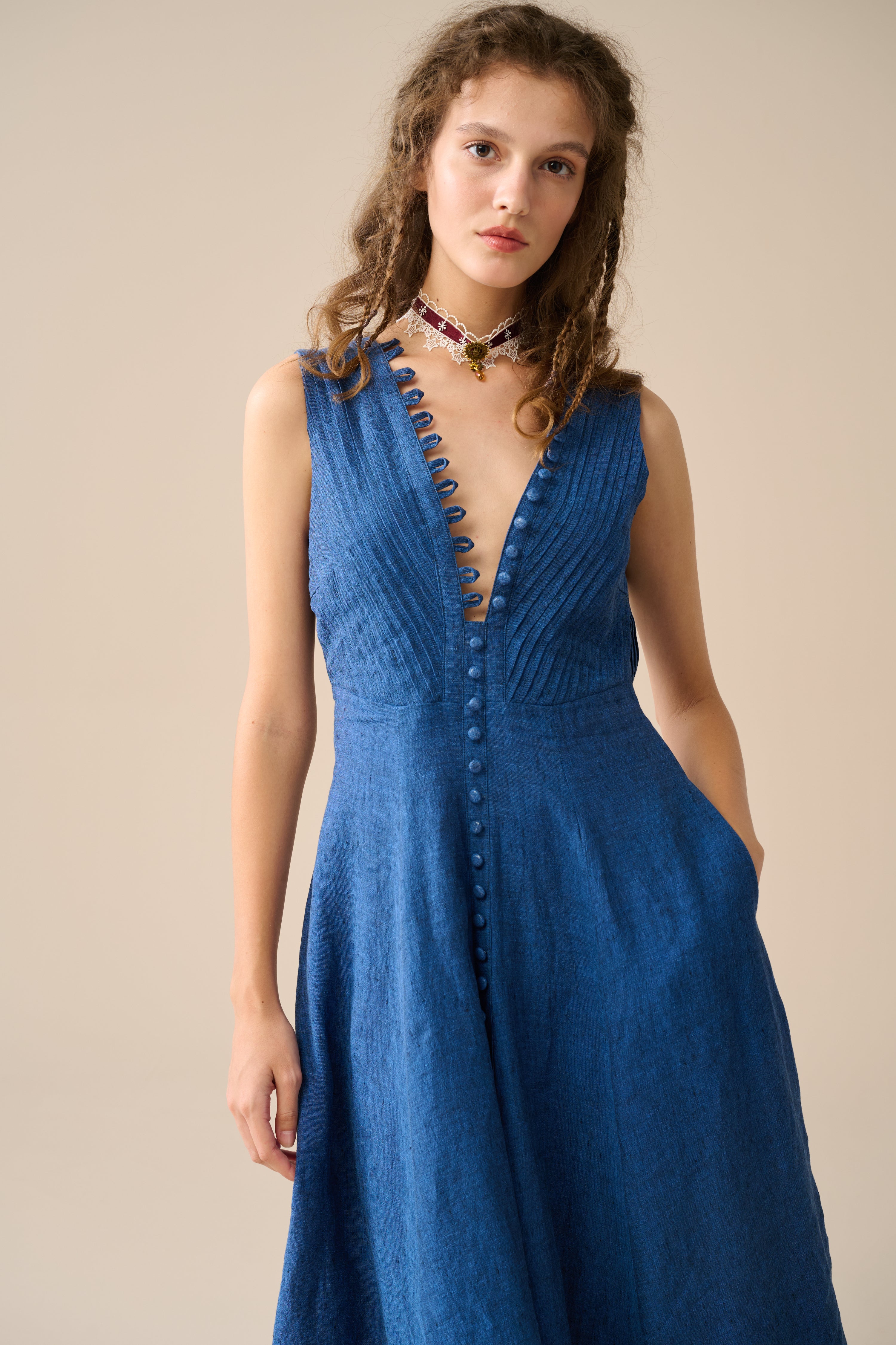 Rebecca 18 | Pleated Maxi Linen Dress – Linennaive