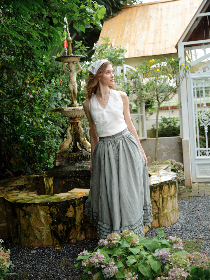 Dorothy 27 | Ruffled maxi linen skirt