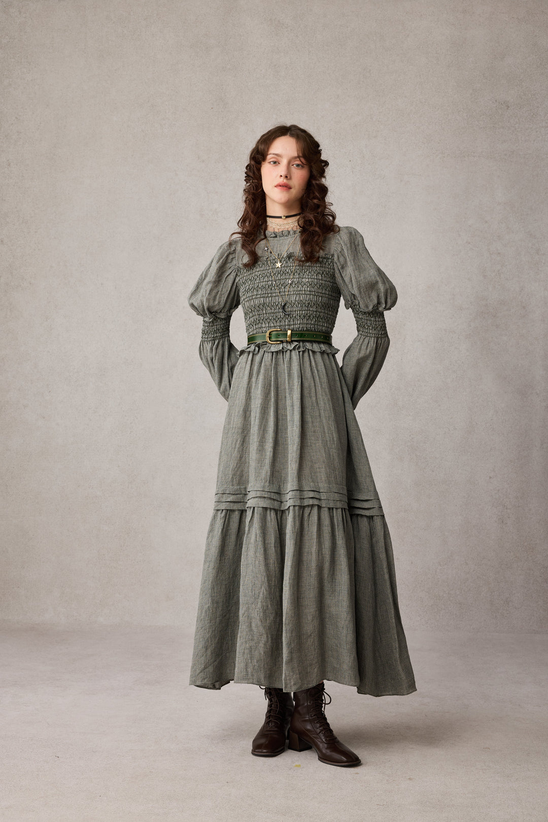 Jane 33 |Edward Smocking Linen Dress Chemise