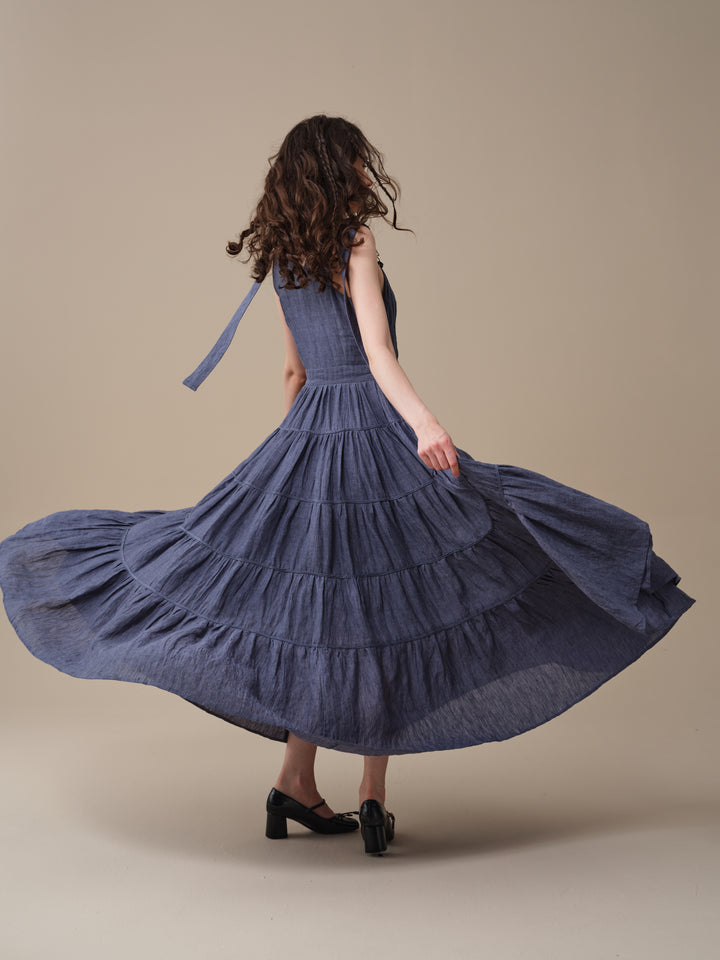 Heather 12 | Linen Apron Maxi Dress