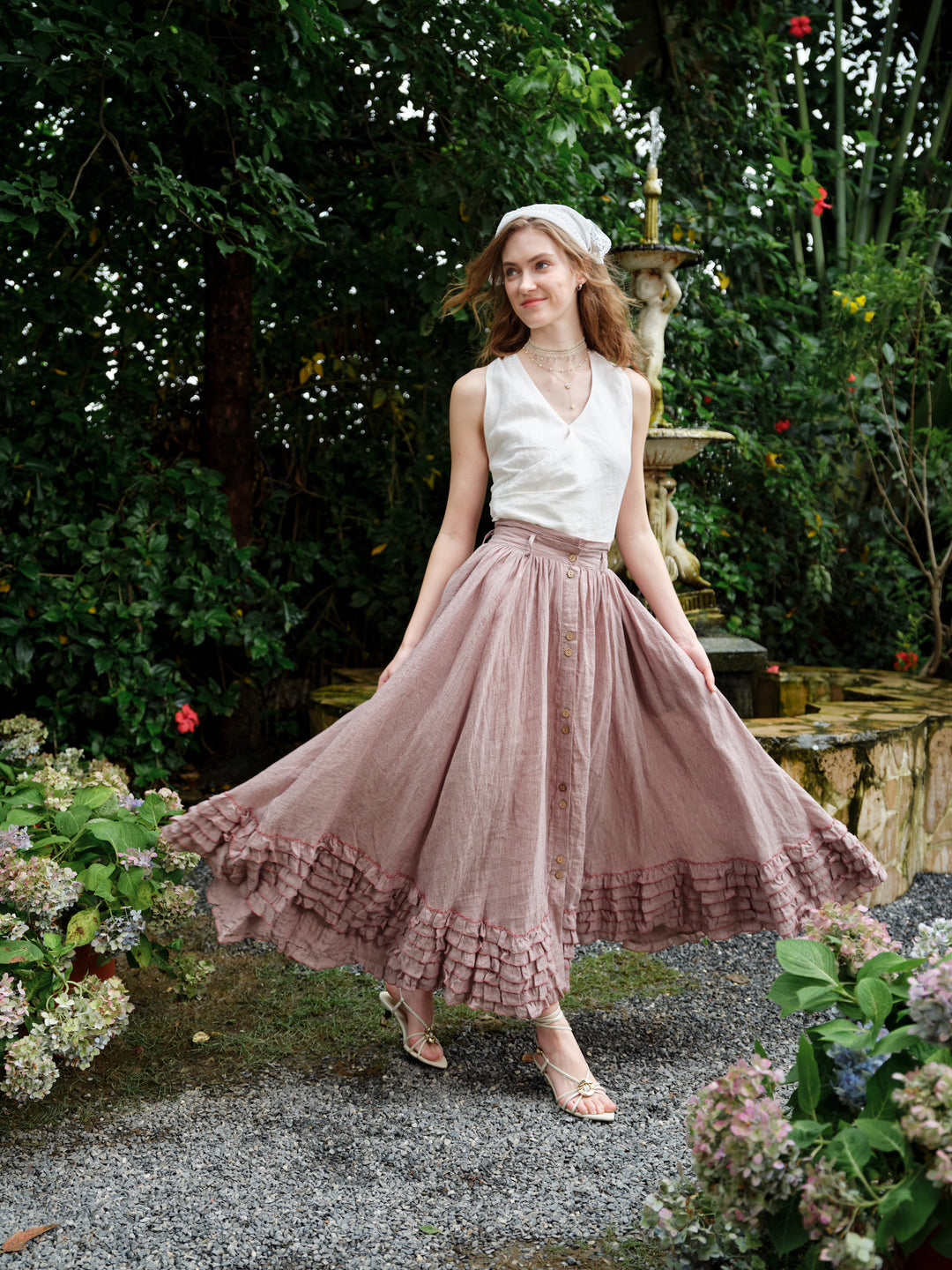 Dorothy 27 | Ruffled maxi linen skirt