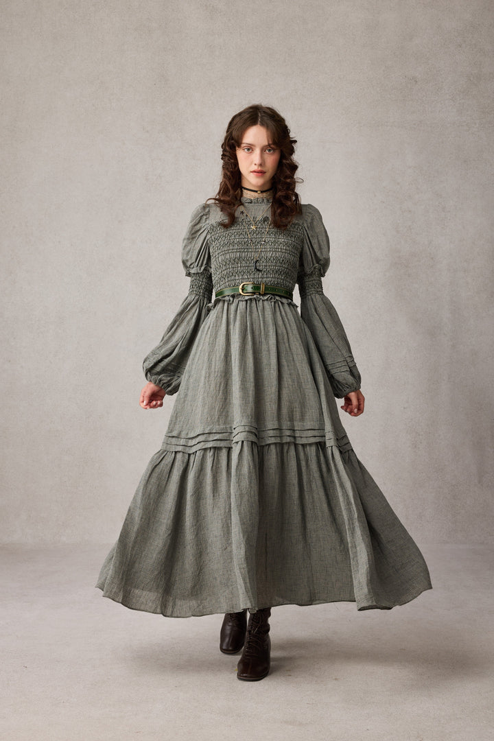 Jane 33 |Edward Smocking Linen Dress Chemise