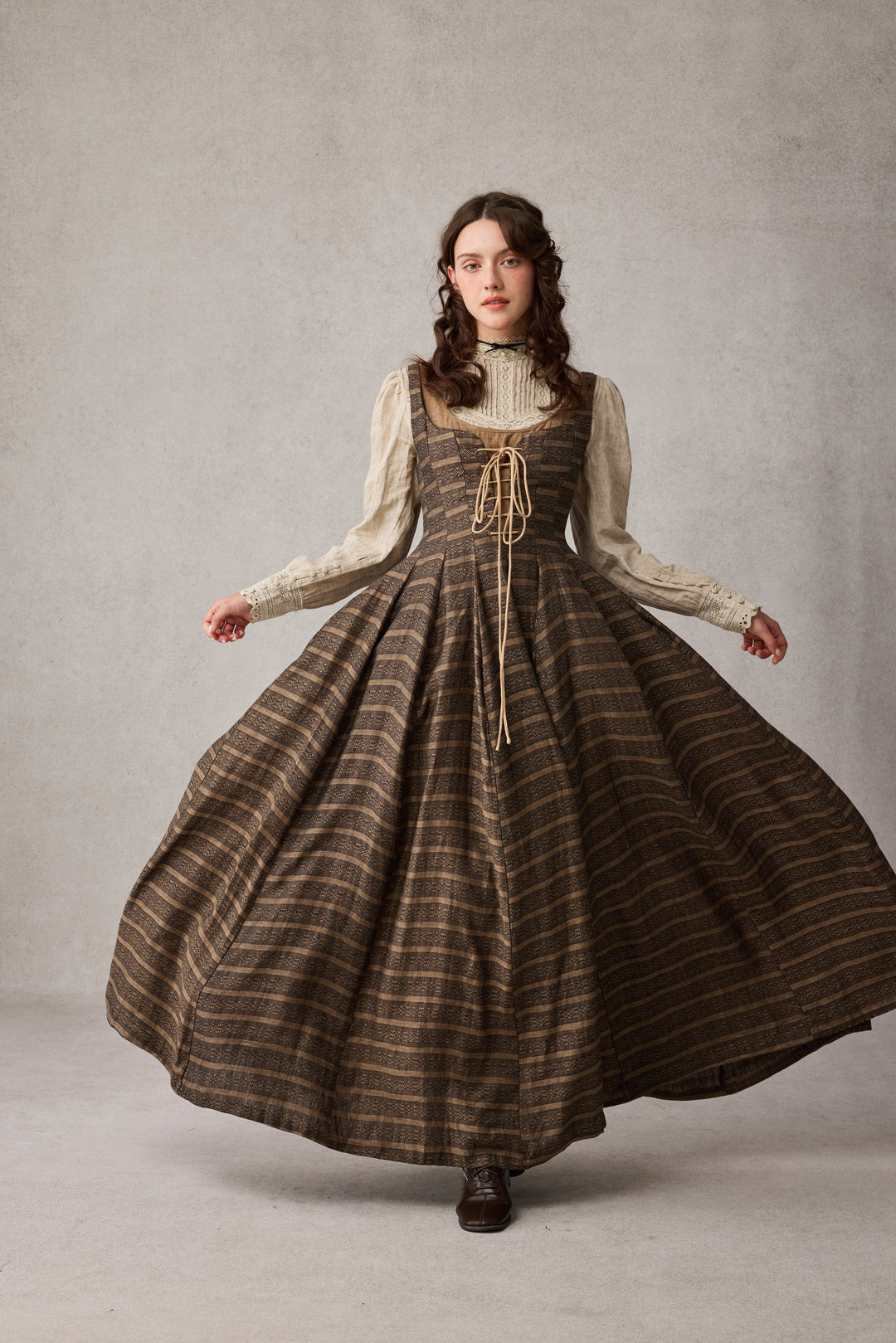 Alisa 25 | lace up linen dress