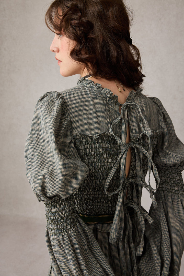 Jane 33 |Edward Smocking Linen Dress Chemise