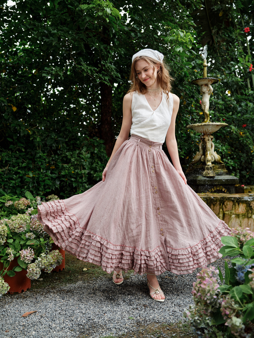 Dorothy 27 | Ruffled maxi linen skirt