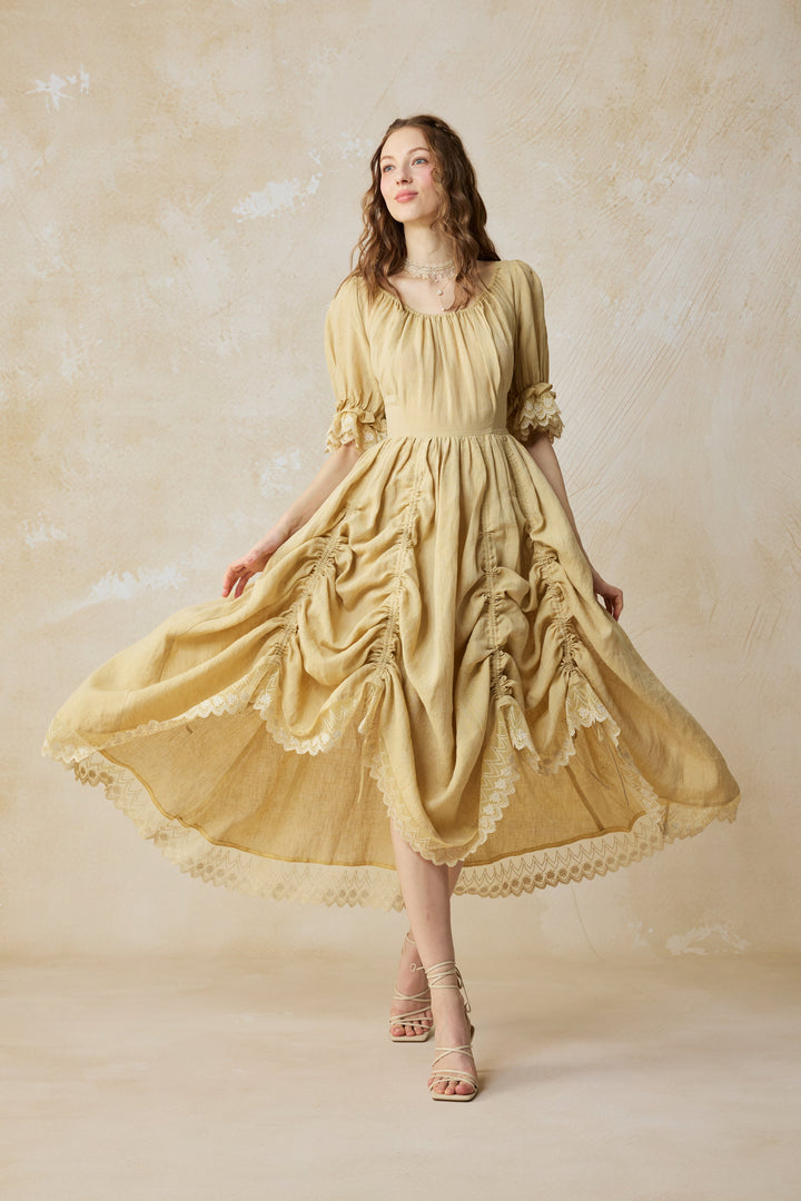 Elowen 27 | Lace Linen dress gown ( 2 way to wear )