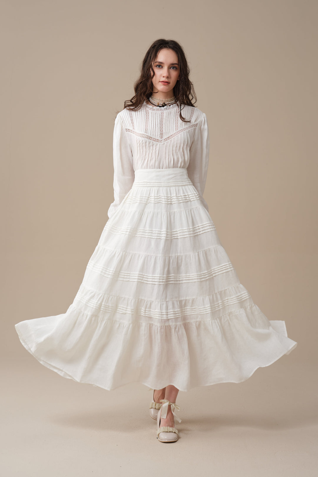 Alice 12 |  Pintuck Linen Maxi Skirt