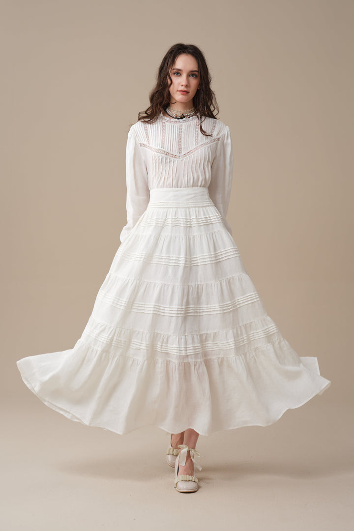 Alice 12 |  Pintuck Linen Maxi Skirt